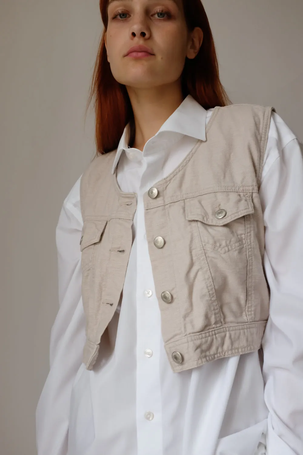 0059_CROP DENIM VINTAGE BEIGE VEST