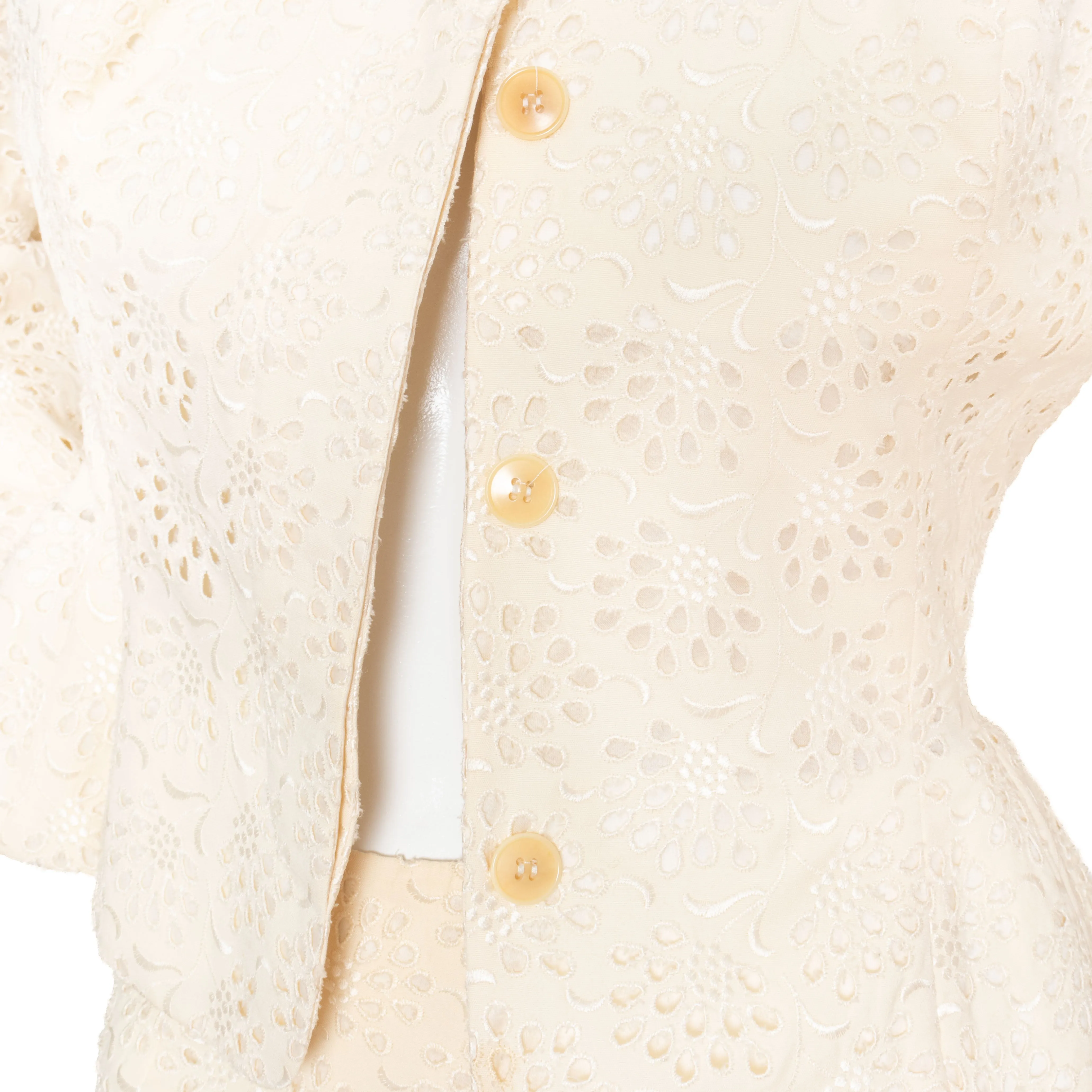 1996 Ivory Broderie Anglaise Skirt Suit