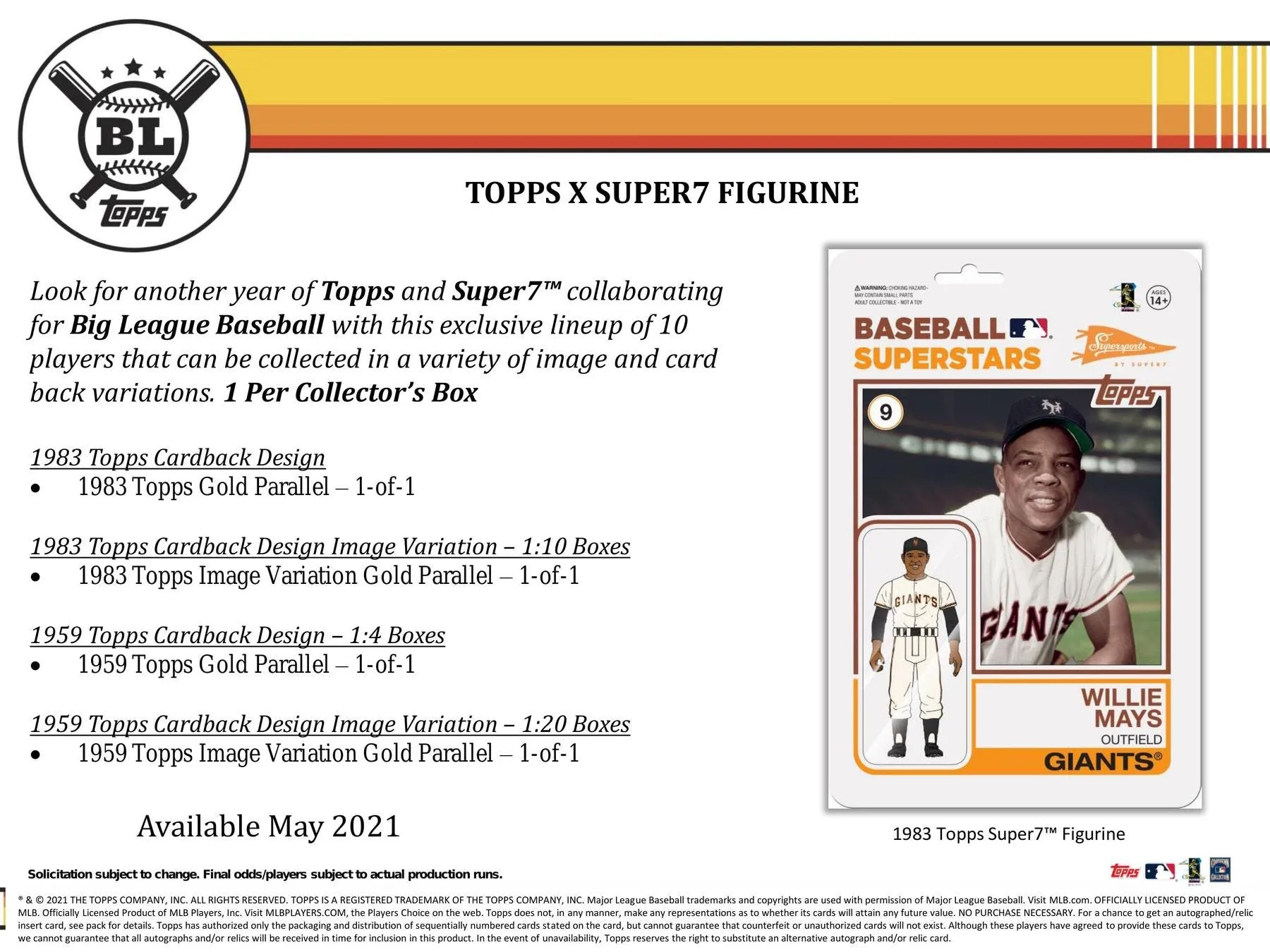 2021 Topps Big League Baseball Hobby Box 18 Packs Per Box, 10 Cards Per Pack