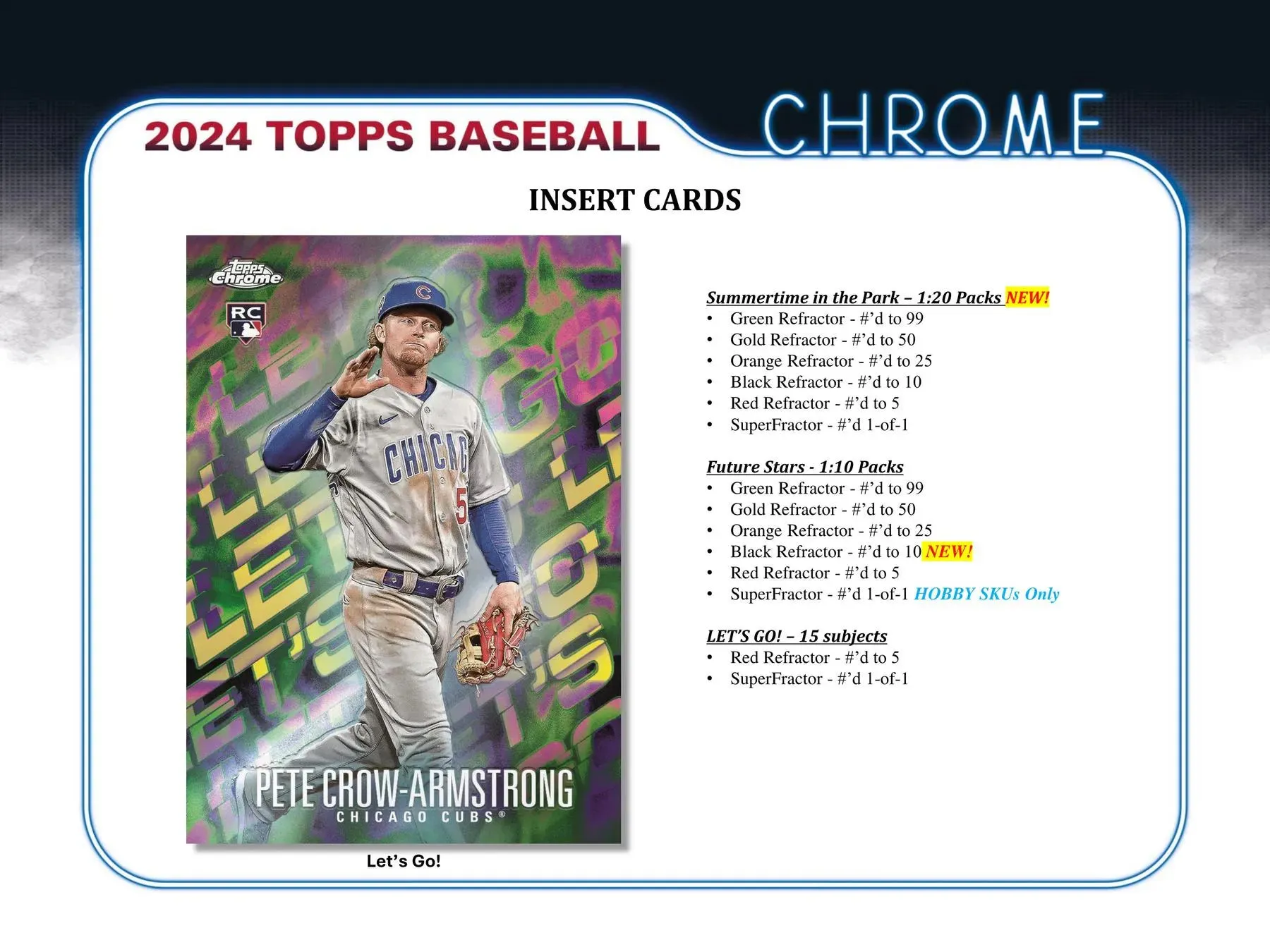 2024 Topps Chrome Baseball Hobby Box 24 Packs Per Box, 4 Cards Per Pack