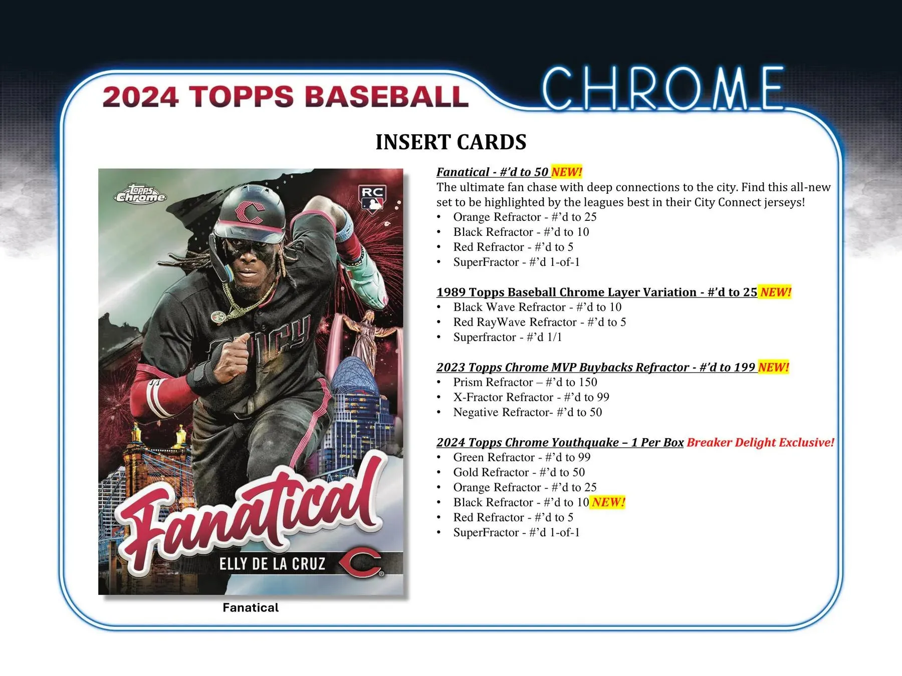 2024 Topps Chrome Baseball Hobby Box 24 Packs Per Box, 4 Cards Per Pack