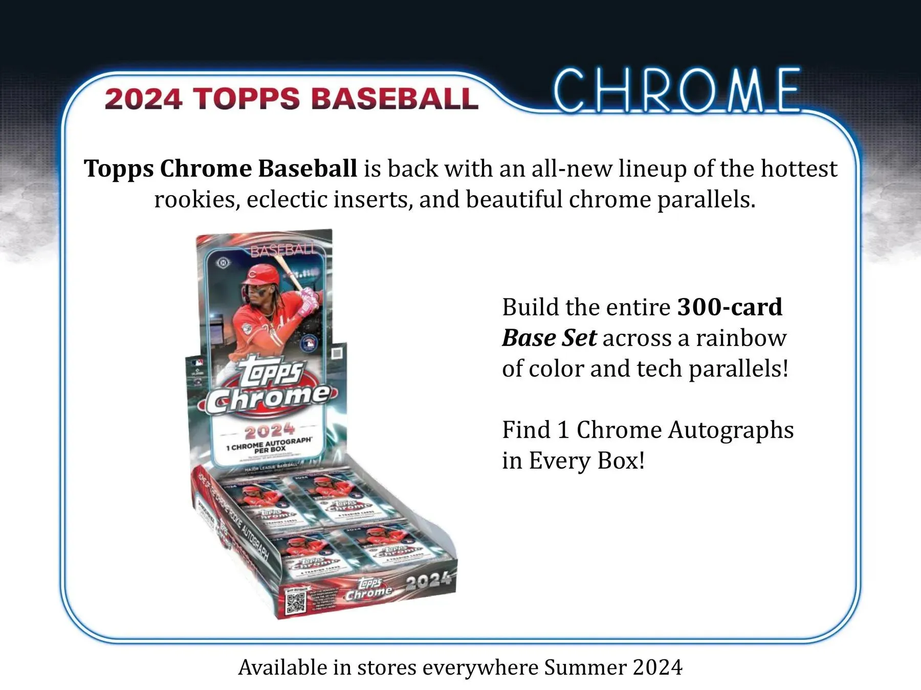 2024 Topps Chrome Baseball Hobby Box 24 Packs Per Box, 4 Cards Per Pack