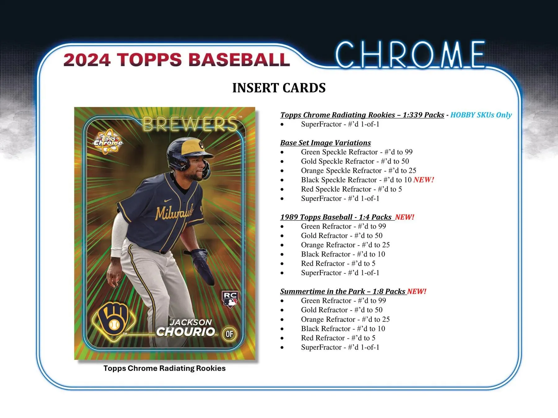 2024 Topps Chrome Baseball Hobby Jumbo Box 12 Packs Per Box, 13 Cards Per Pack