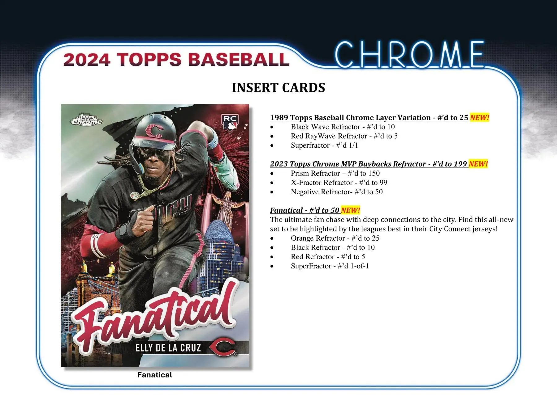 2024 Topps Chrome Baseball Hobby Jumbo Box 12 Packs Per Box, 13 Cards Per Pack