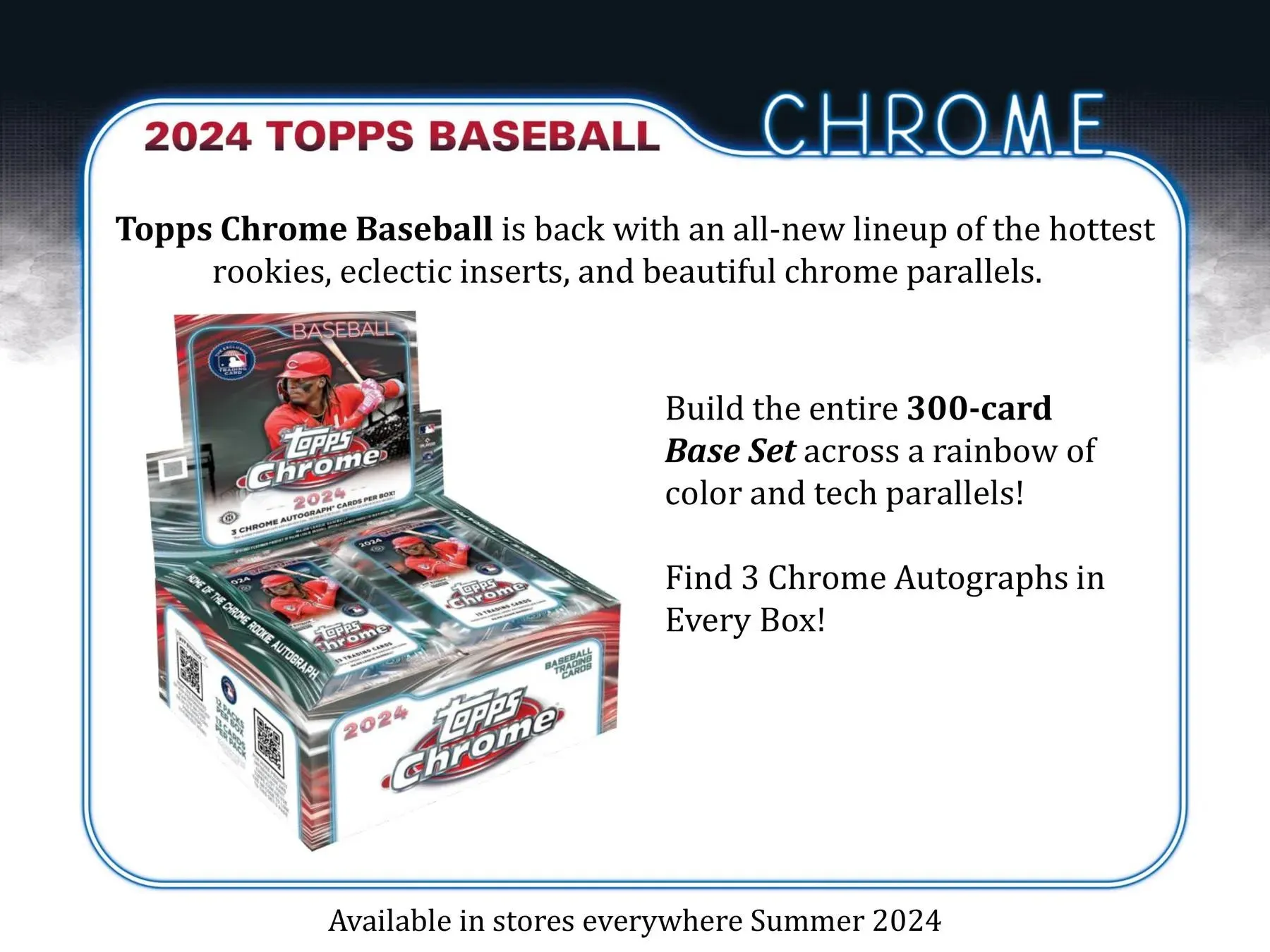 2024 Topps Chrome Baseball Hobby Jumbo Box 12 Packs Per Box, 13 Cards Per Pack