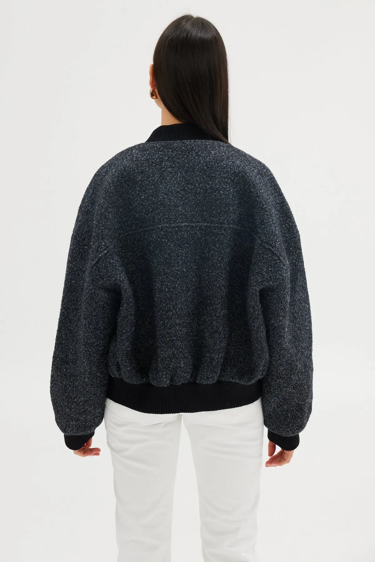 Alanna Boucle Bomber - Charcoal