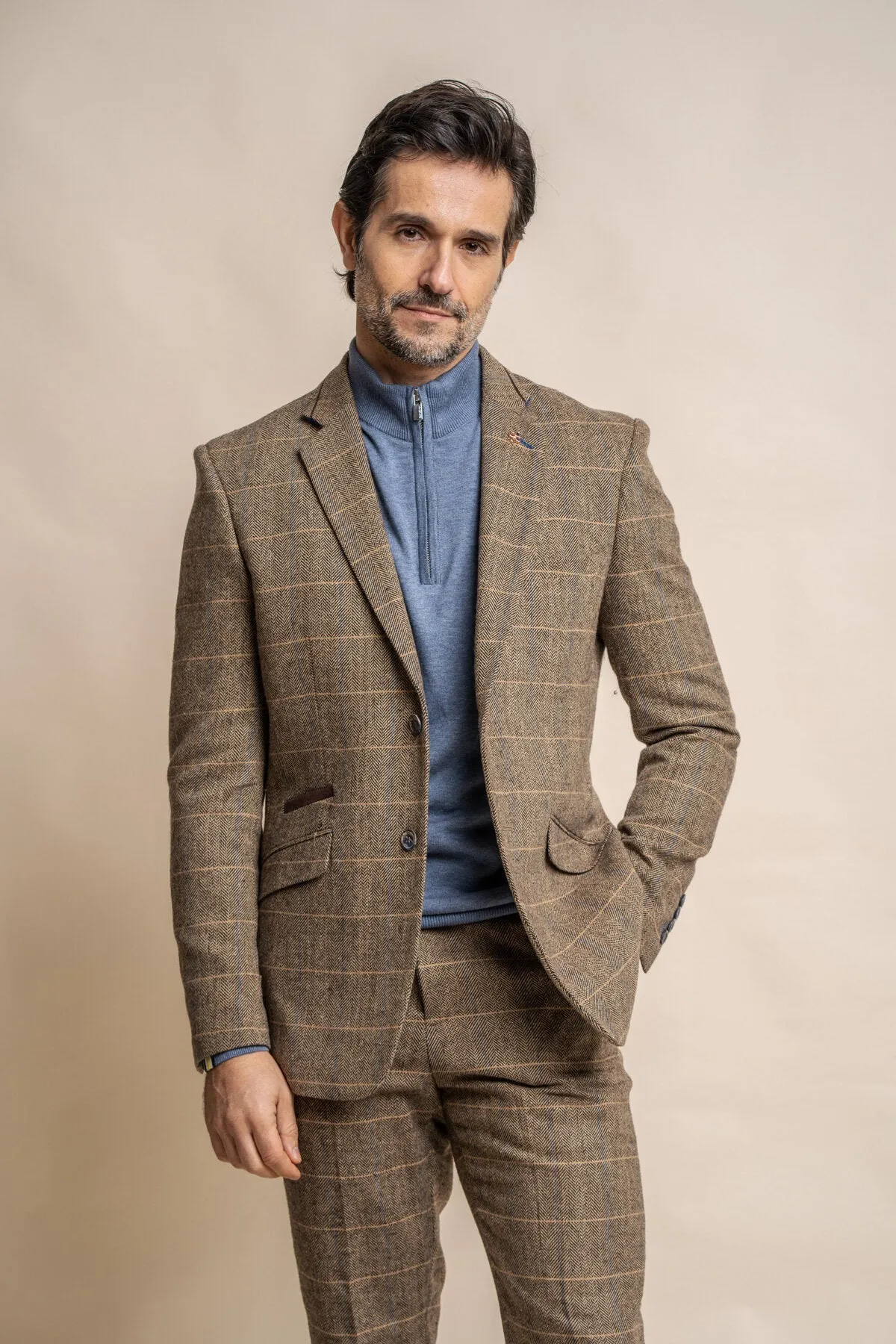 Albert Brown Tweed 2 Piece Wedding Suit