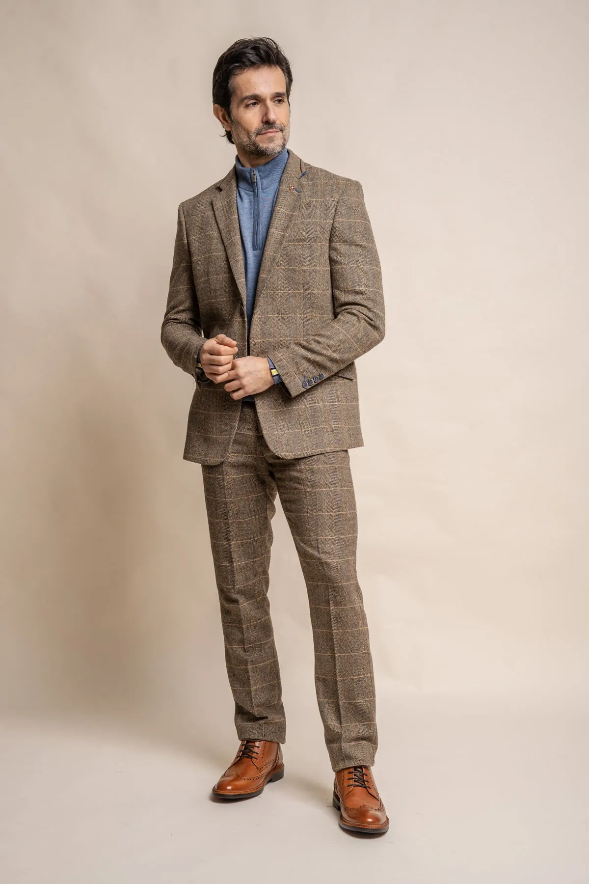 Albert Brown Tweed 2 Piece Wedding Suit