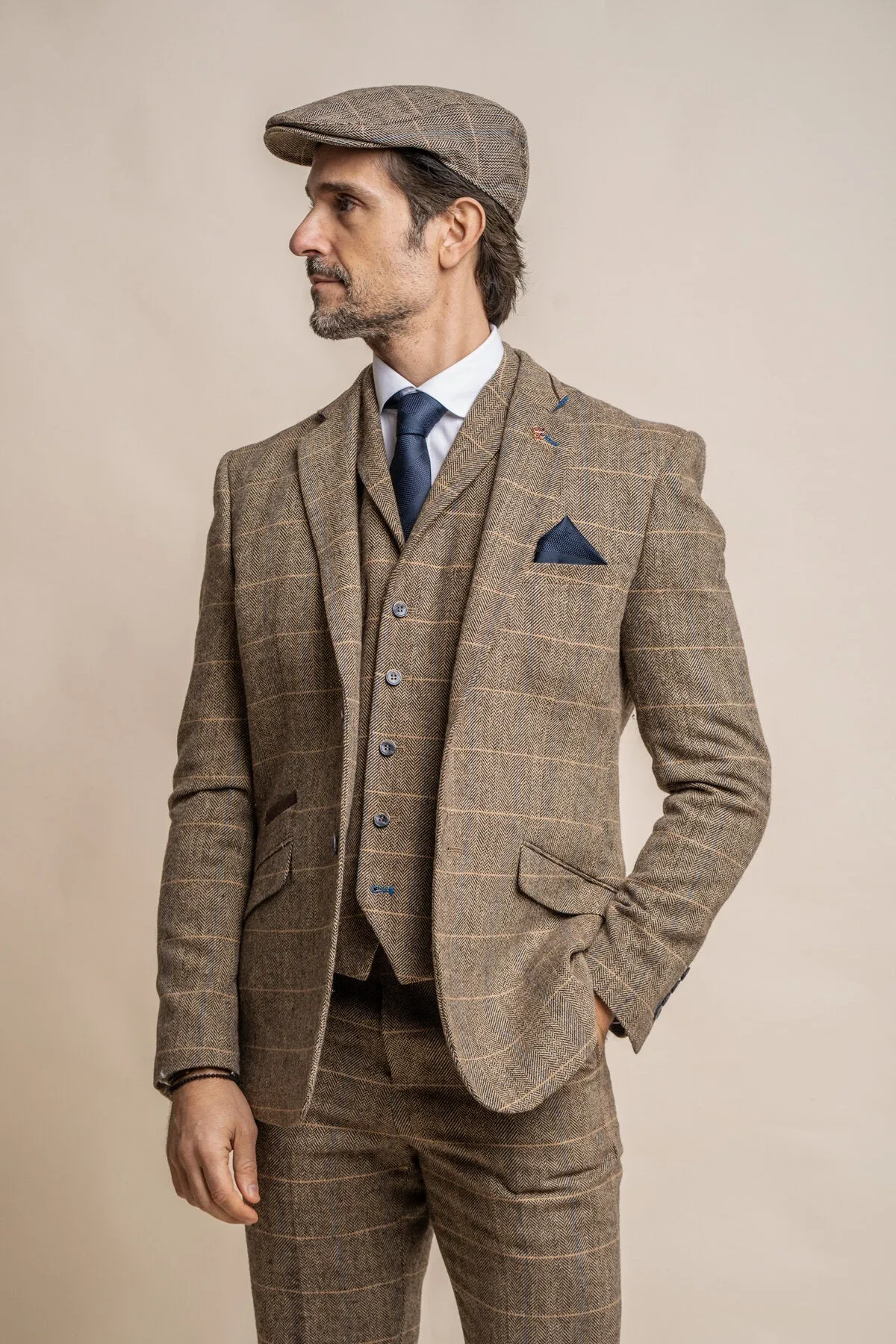 Albert Brown Tweed 3 Piece Wedding Suit