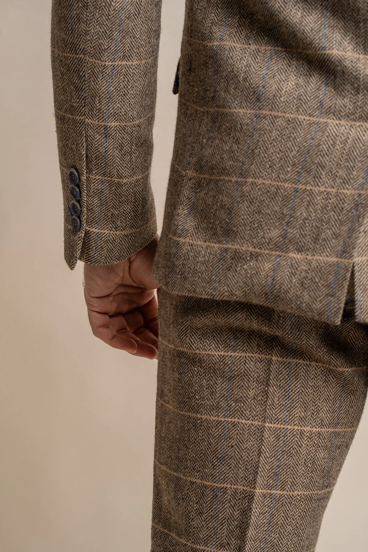 Albert Brown Tweed 3 Piece Wedding Suit