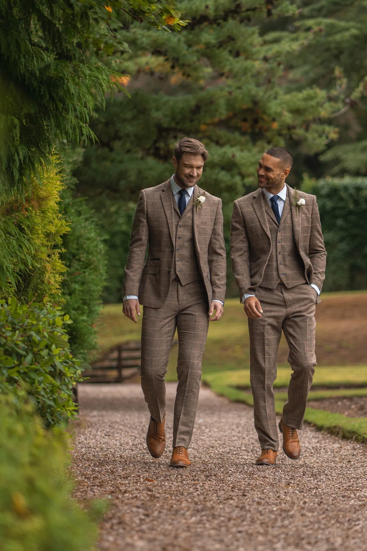 Albert Brown Tweed 3 Piece Wedding Suit