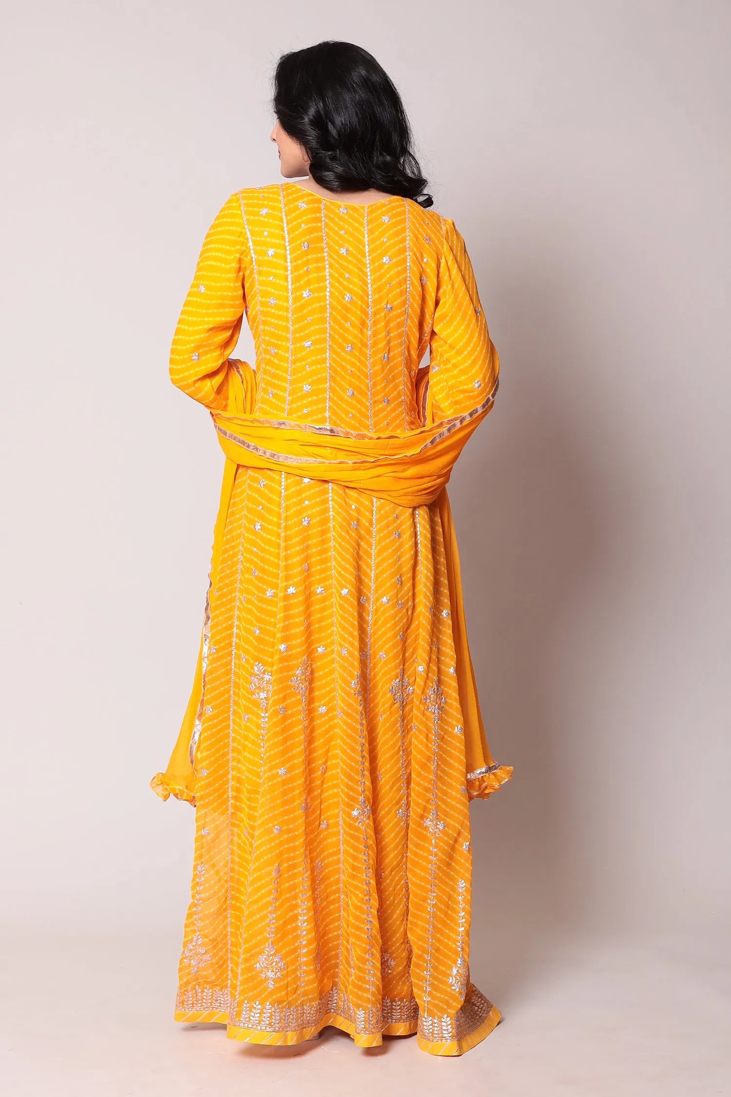 Anarkali Georgette Pittan Suit with Mothra Work