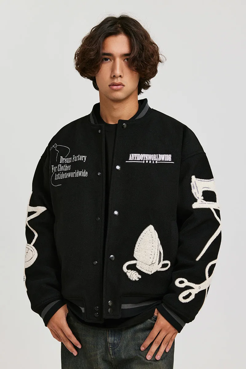 ANTIDOTE Embroidered Varsity Baseball Jacket