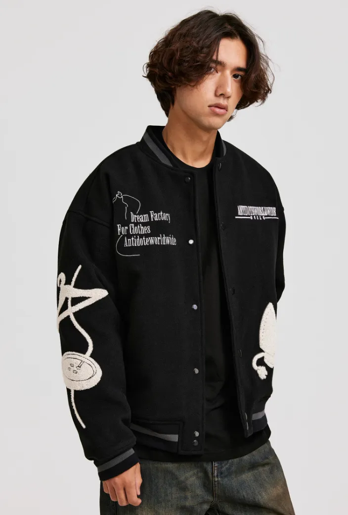 ANTIDOTE Embroidered Varsity Baseball Jacket