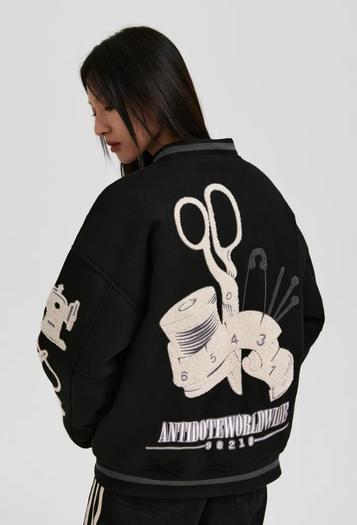 ANTIDOTE Embroidered Varsity Baseball Jacket