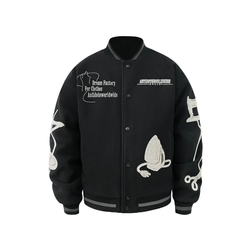 ANTIDOTE Embroidered Varsity Baseball Jacket