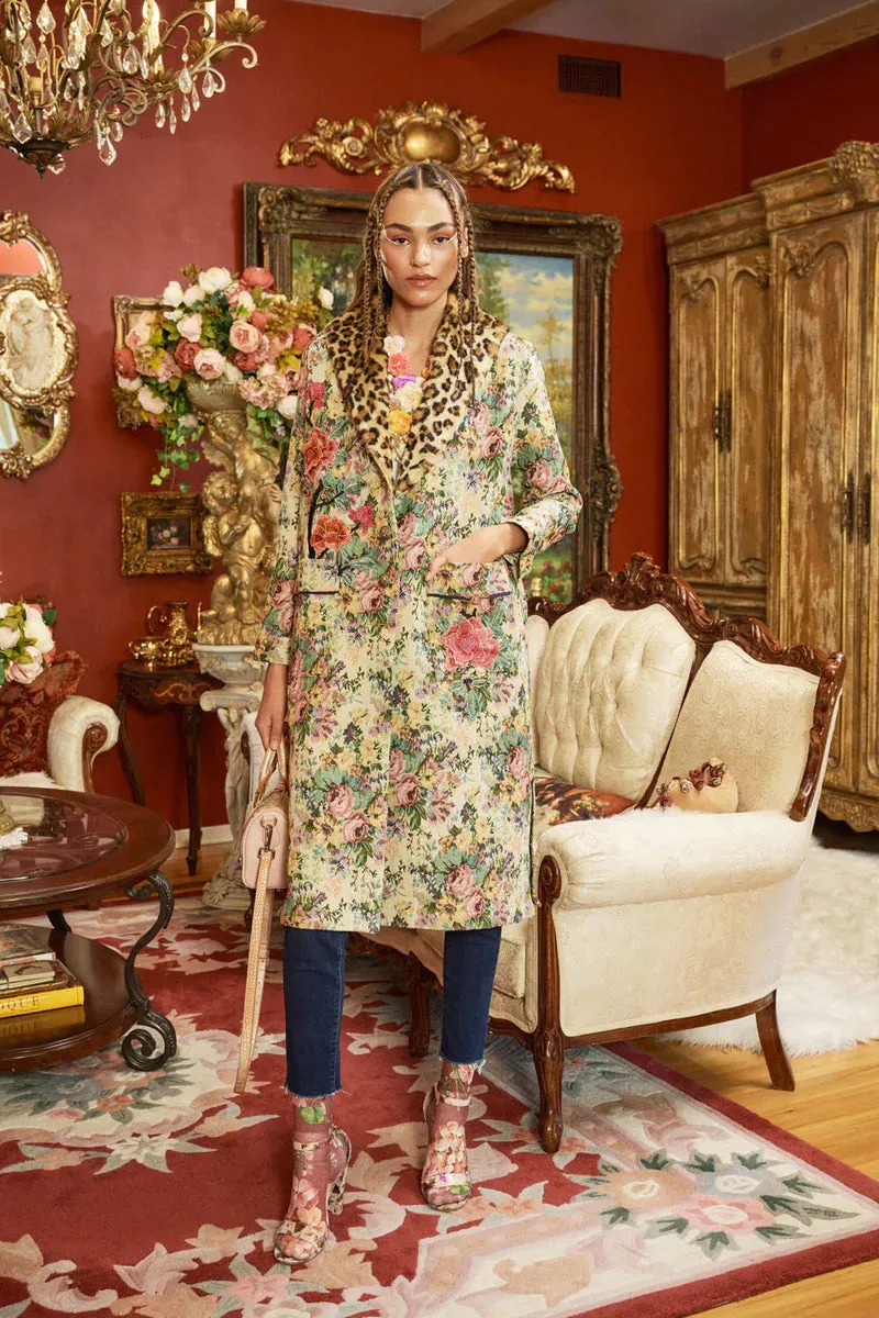 Aratta Floral jacquard button-up coat