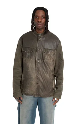 Armani Jeans Green Soft Leather Jacket