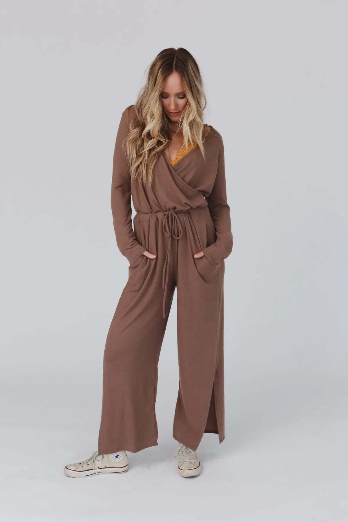 As It Was Cross Front Jumpsuit - Mushroom