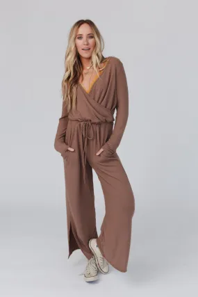 As It Was Cross Front Jumpsuit - Mushroom