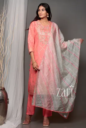 Banarsi Banarasi brocade  Suit with Gota, Gota Patti, Pearl, Sequins, Thread, Zardozi work.