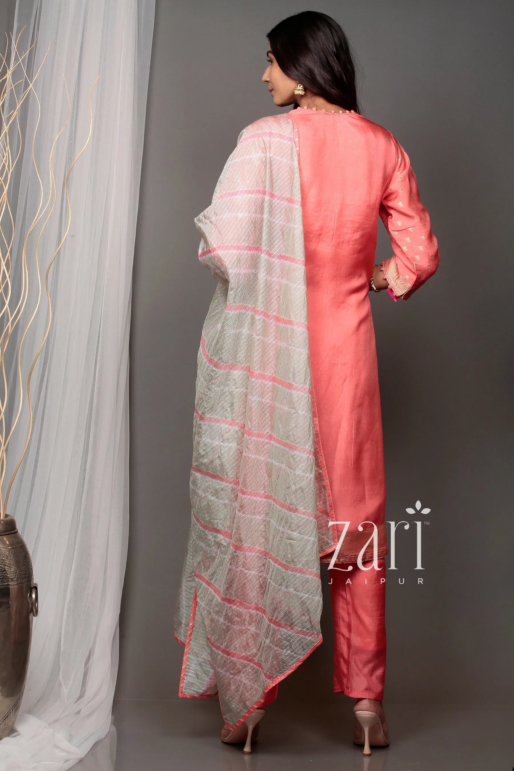 Banarsi Banarasi brocade  Suit with Gota, Gota Patti, Pearl, Sequins, Thread, Zardozi work.