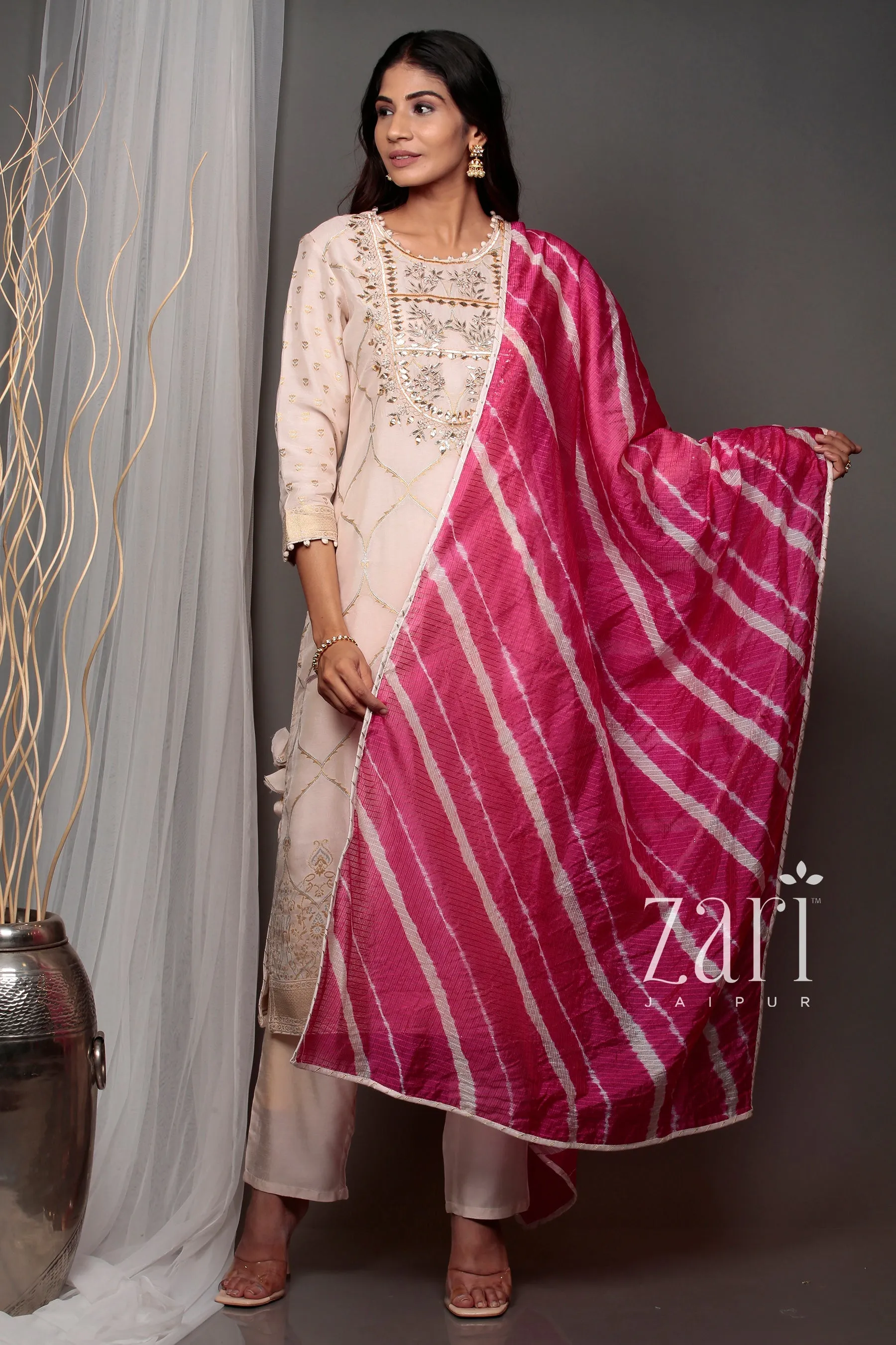 Banarsi Banarasi brocade  Suit with Gota, Gota Patti, Pearl, Sequins, Thread, Zardozi work.