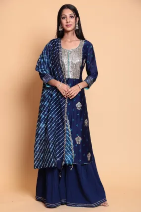 Bandhej Chanderi silk Suit Stitched with Gota Patti work.