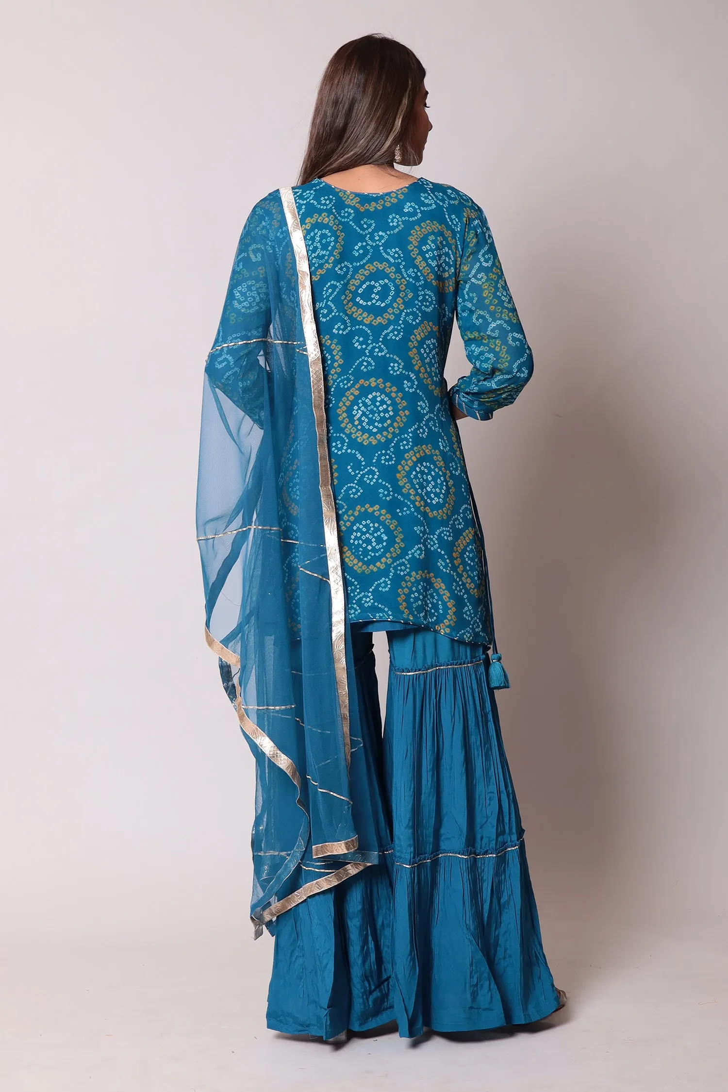 Bandhej Georgette Suit with Gota Patti work.