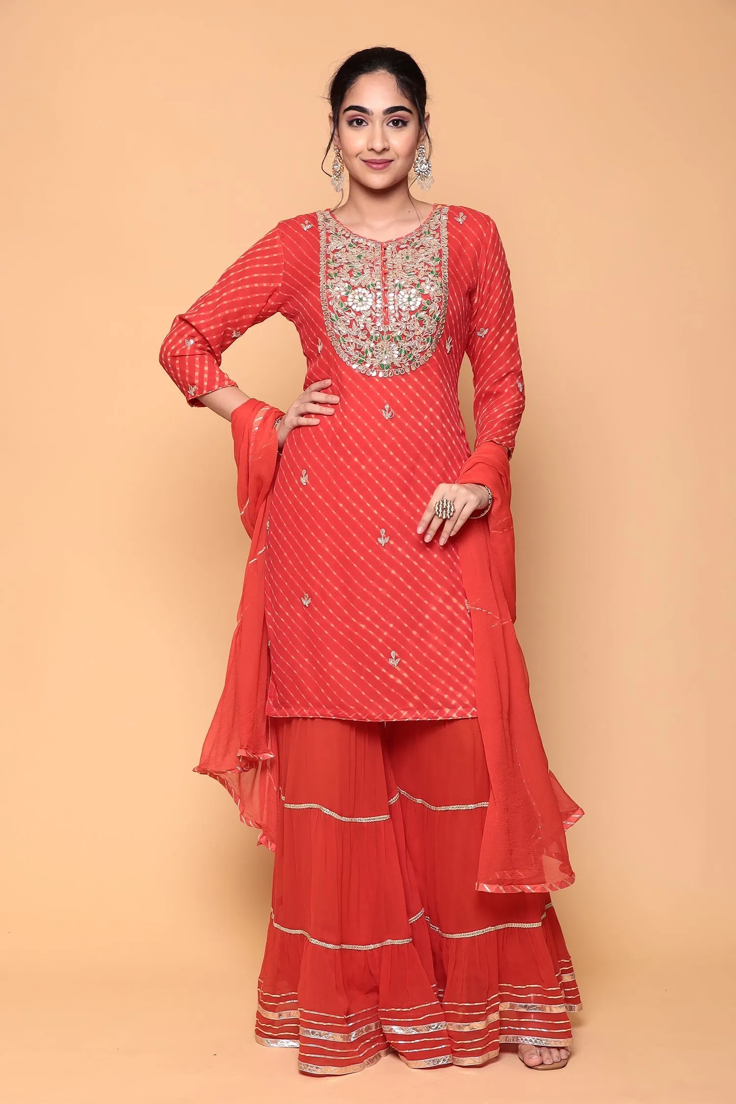 Bandhej Georgette  Suit with Mothra work.