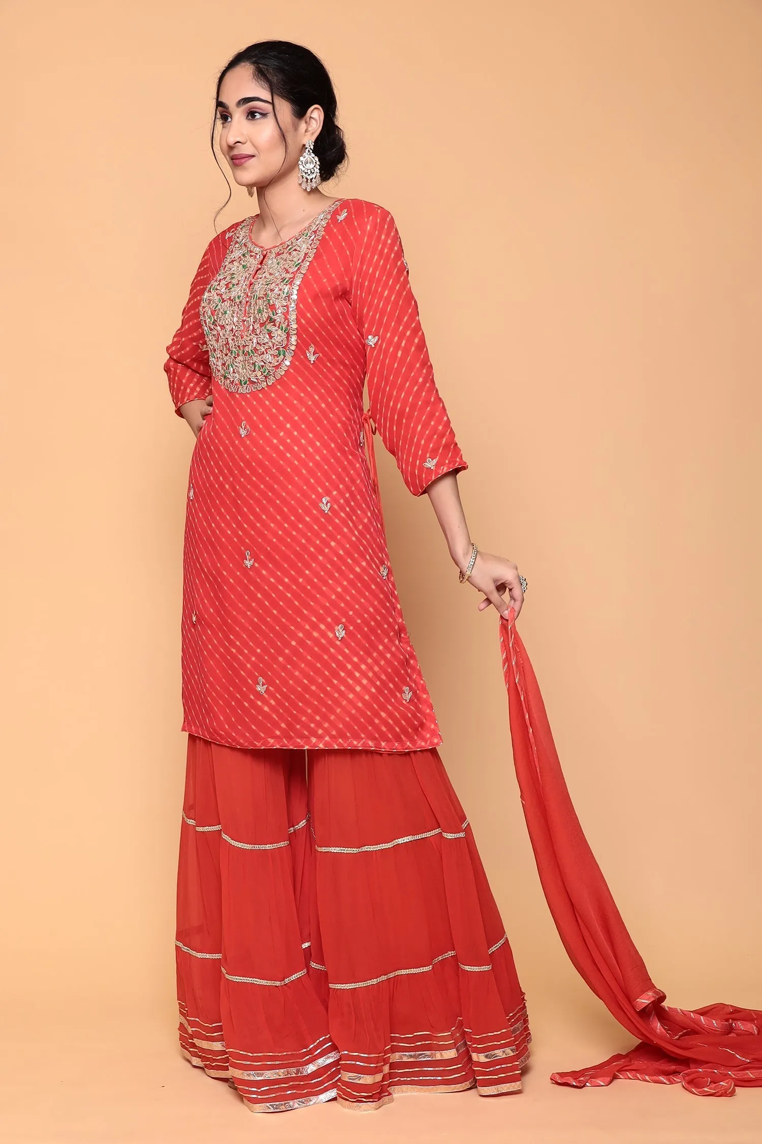 Bandhej Georgette  Suit with Mothra work.