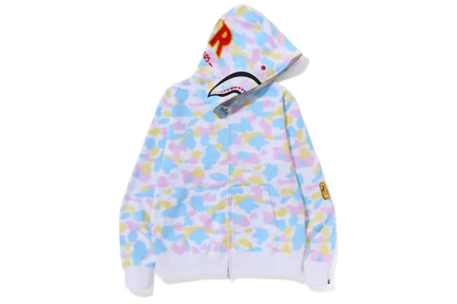 Bape New Multi Camo 2ND Shark Hoodie White 001ZPJ201001MWHT