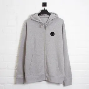 BB Smiley Crest - Zipped Hood - Grey