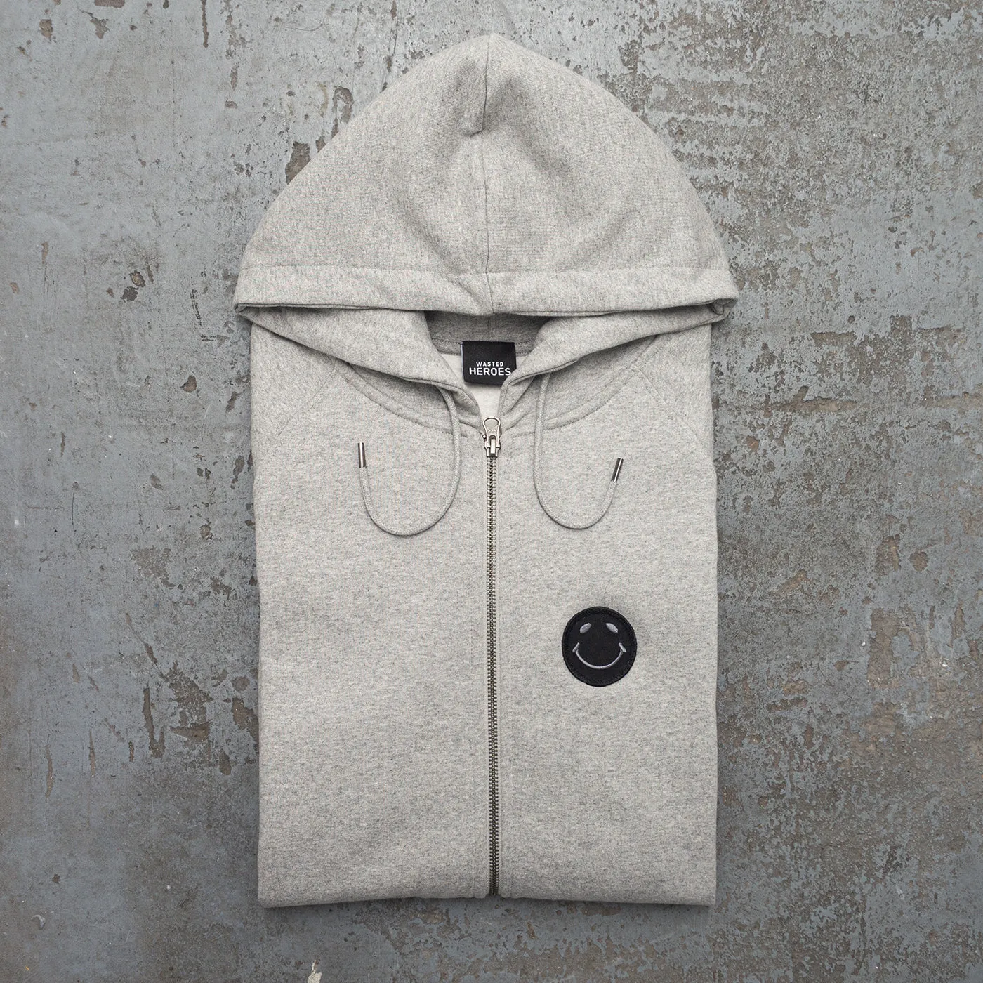 BB Smiley Crest - Zipped Hood - Grey