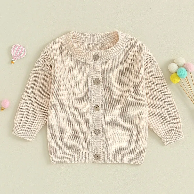 Beige Button Down Baby Girl Deluxe Sweater Cardigan Layette