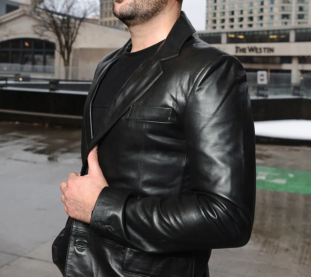 Black leather blazer