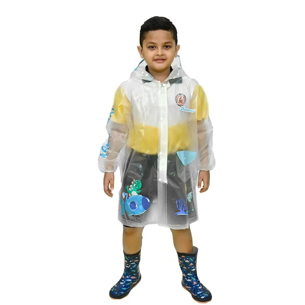 Blue Dino Submarine Transluscent Raincoat for Kids