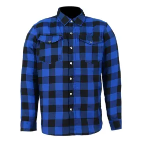 Blue Moto Rider armored motorcycle flannel shirt