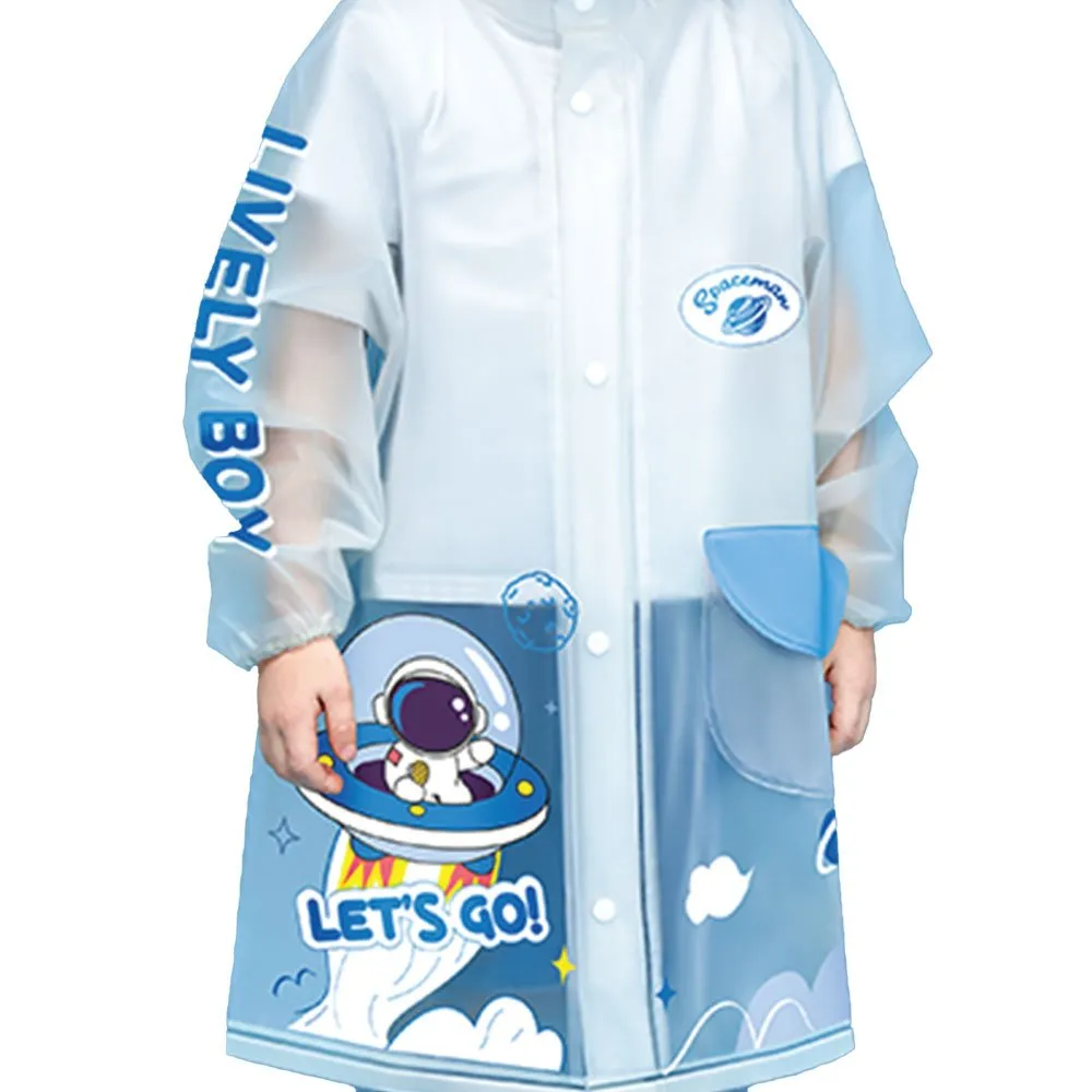 Blue Space print Transluscent Raincoat for Kids