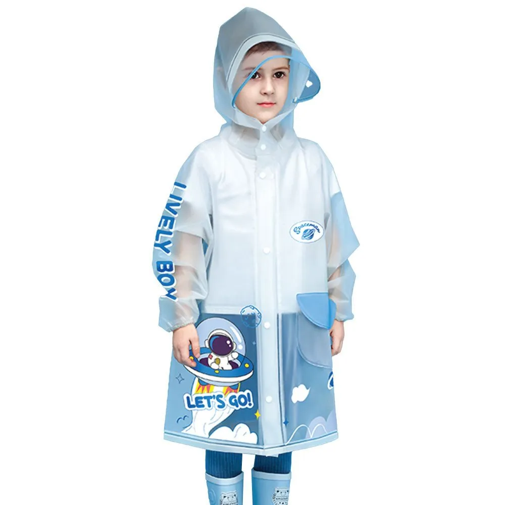 Blue Space print Transluscent Raincoat for Kids