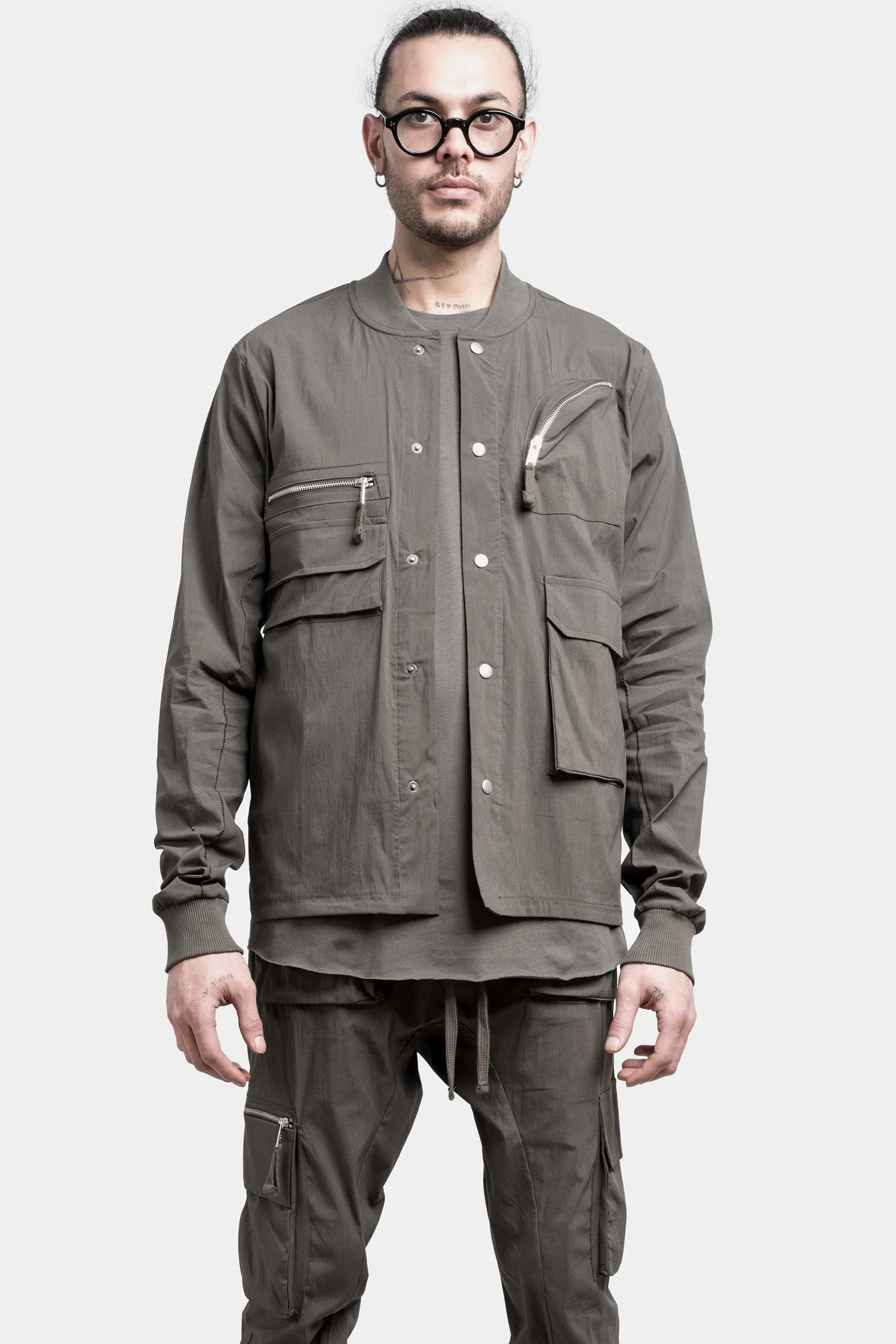 Bomber shirt jacket, Ivy green