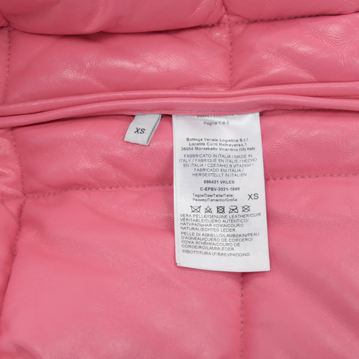 Bottega Veneta Pink Lambskin Quilted Vest XS