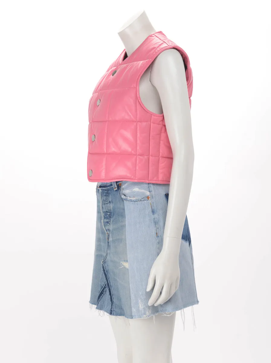 Bottega Veneta Pink Lambskin Quilted Vest XS