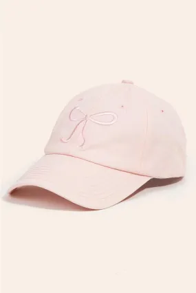 Bow Embroidered Baseball Cap - Pink