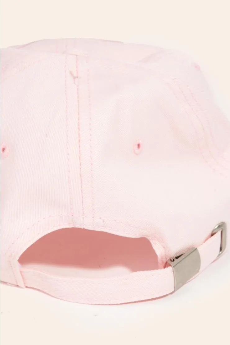 Bow Embroidered Baseball Cap - Pink