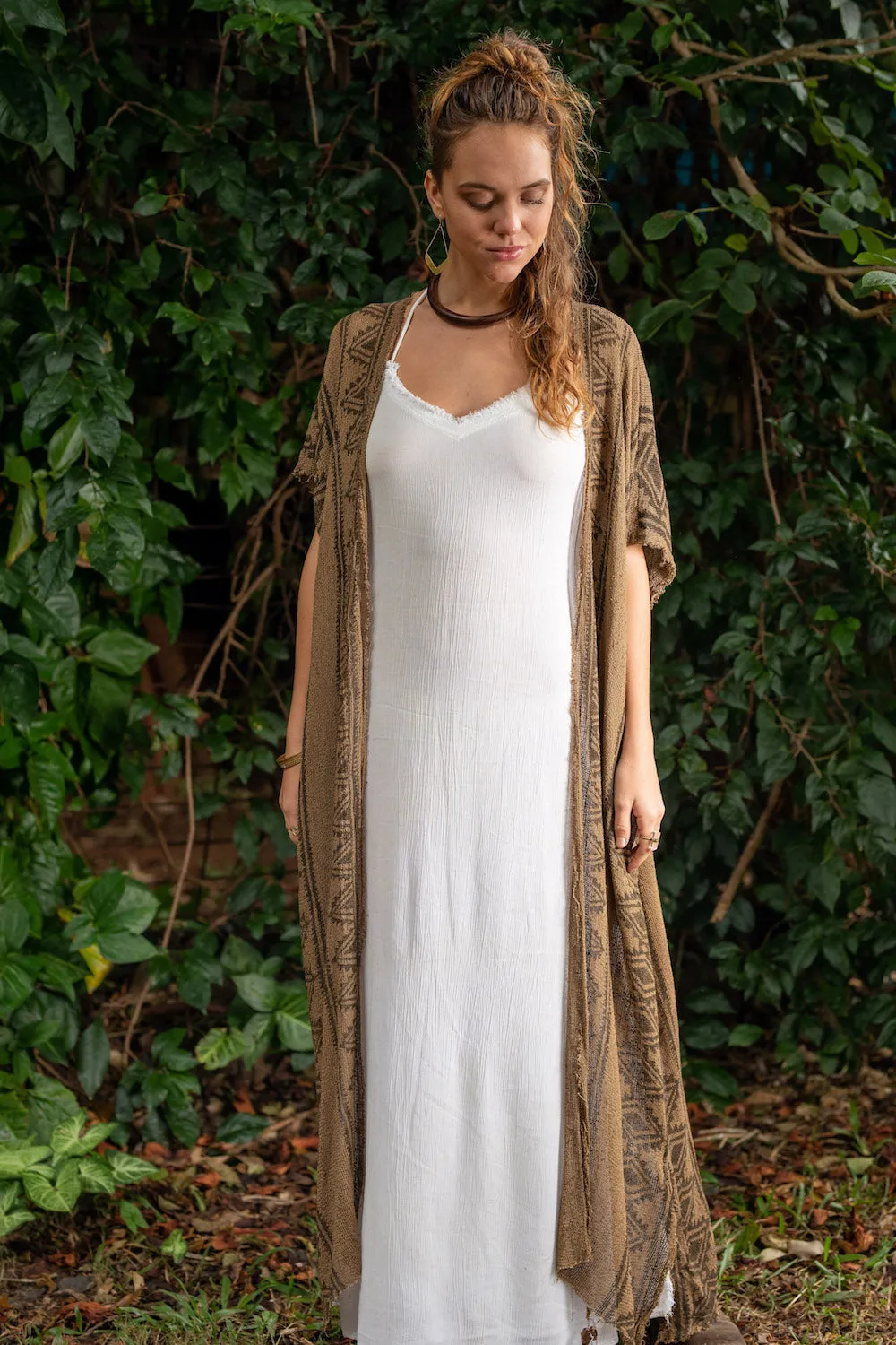 CAMILLA KAFTAN / KIMONO IN EARTHY BROWN PRINT