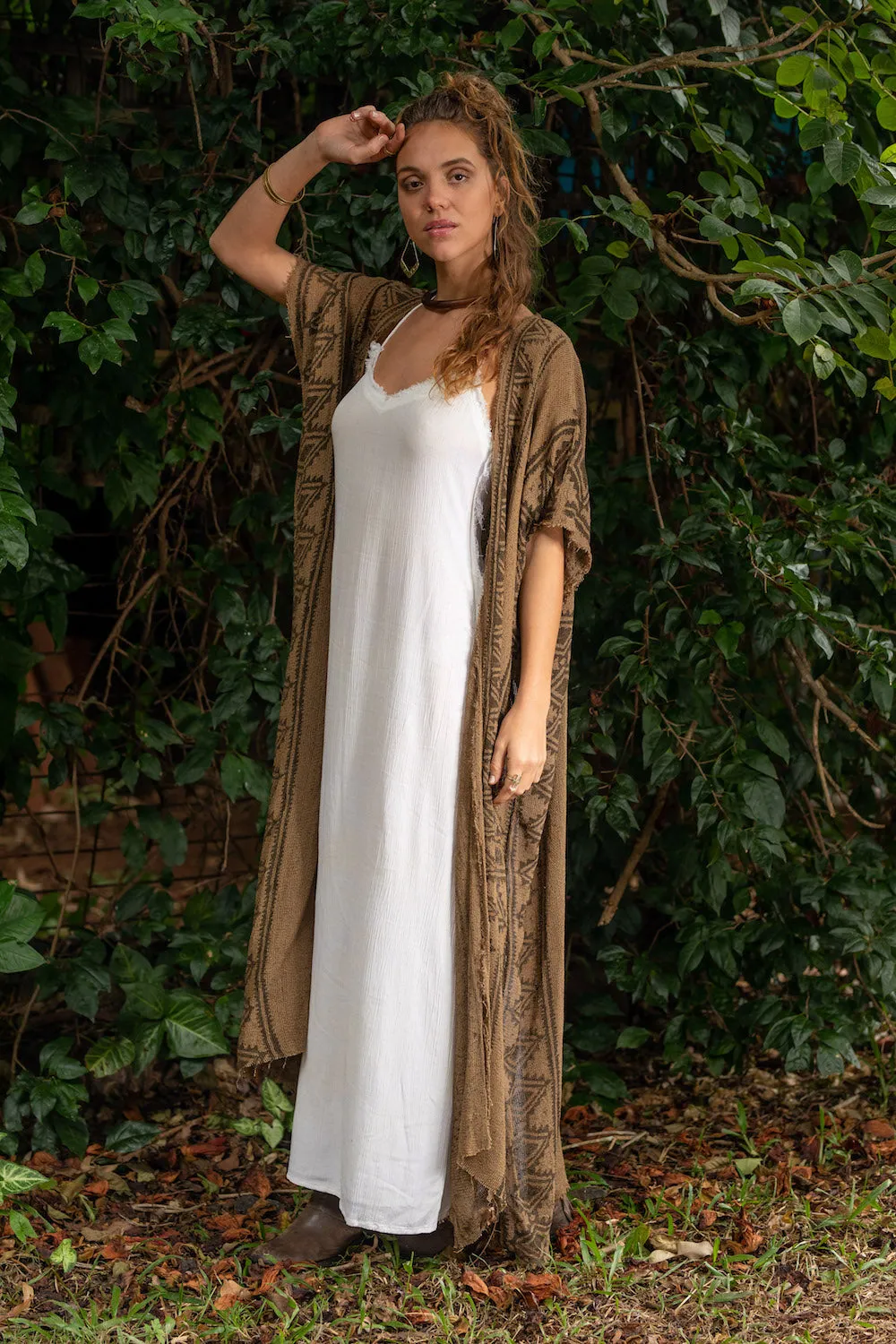 CAMILLA KAFTAN / KIMONO IN EARTHY BROWN PRINT