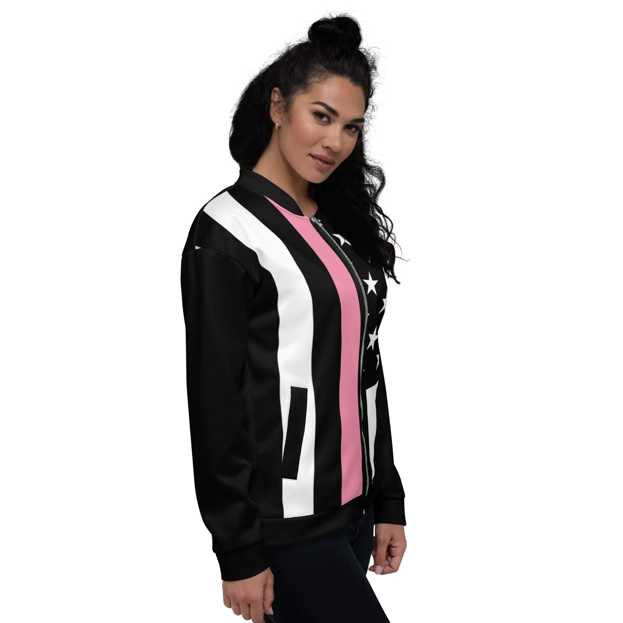 Cancer Awareness Thin Pink Line Unisex Bomber Jacket