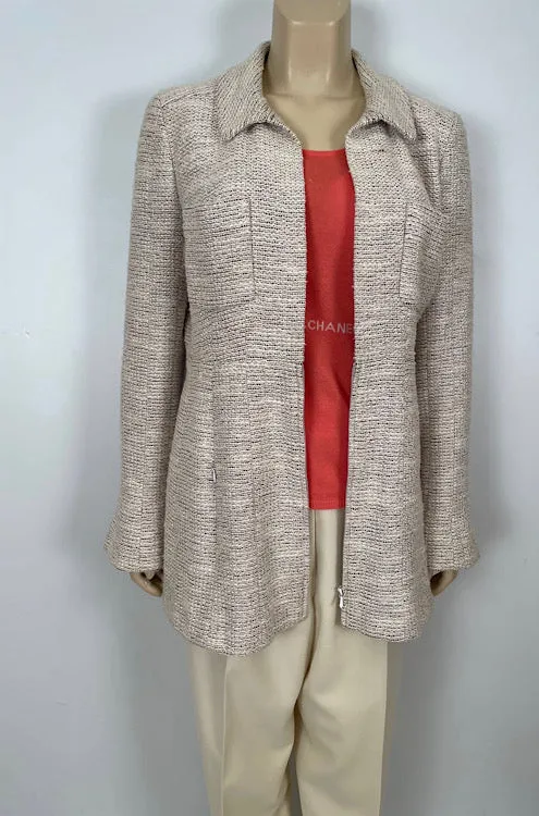 Chanel 04P, 2004 Spring Salmon/Orange Sleeveless sweater “Chanel" 8 times in design FR 42 US 8