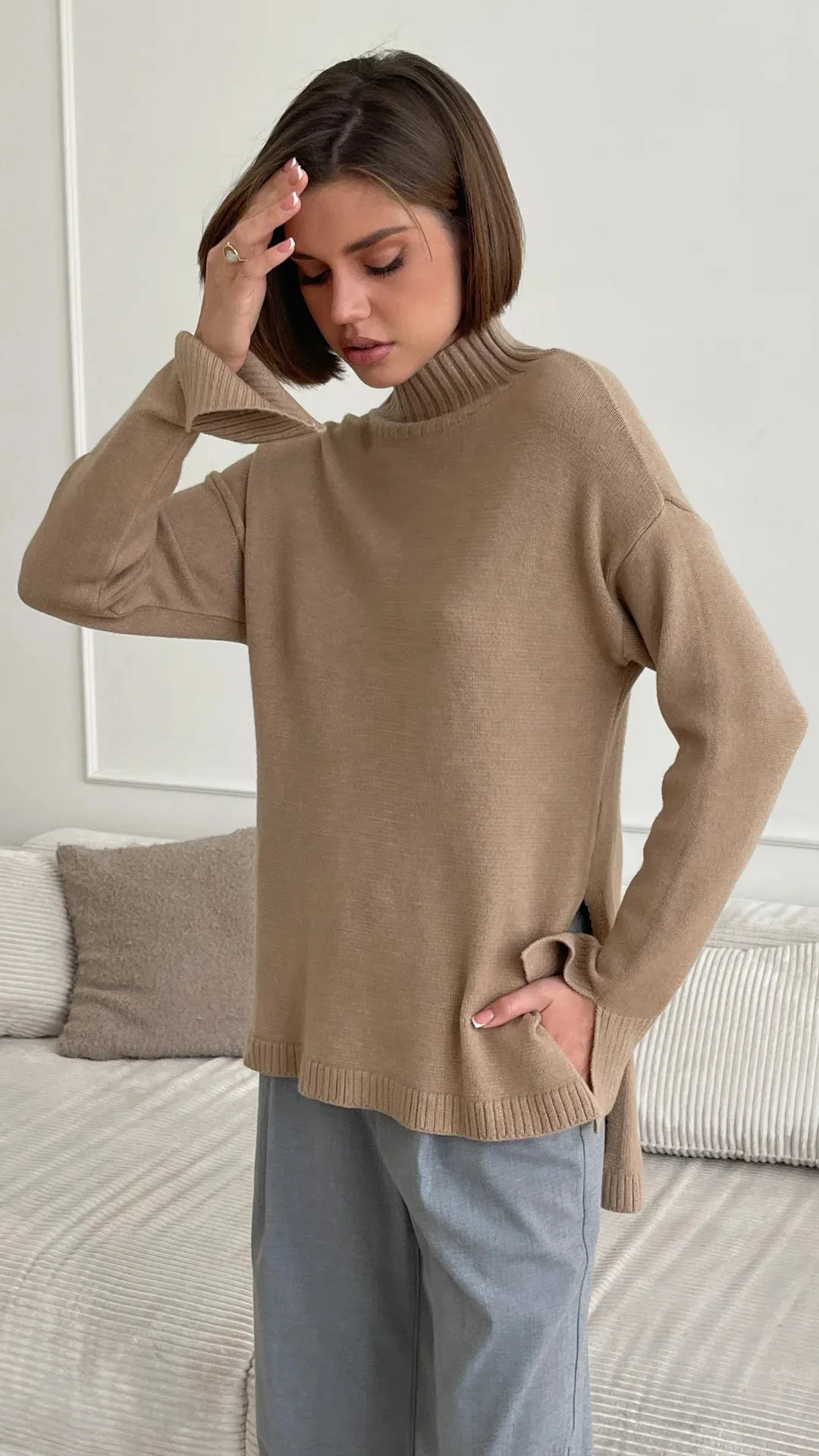 CHARLI MONA SWEATER IN CAMEL